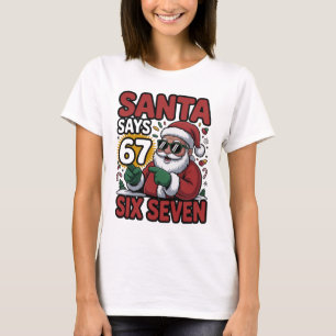 67 Six Seven Lustiger Weihnachtsmann Meme T-Shirt
