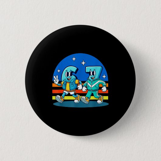 67 Six Seven Lustiges Meme Lustiges Design Kinder Button (Vorderseite)