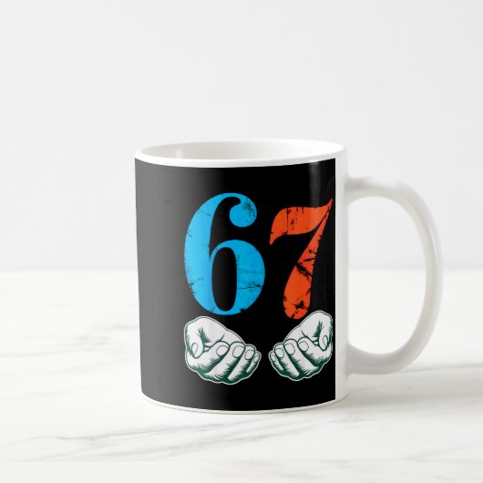 67 Six Seven Meme 6 7 Hands Kaffeetasse (Rechts)