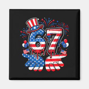 67 six seven Meme Amerikanische Flagge lustig 4. J Magnet