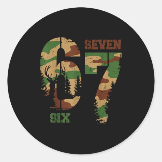 67 Six Seven Meme Camo Deer Hunting Gift For Boys  Runder Aufkleber (Vorderseite)