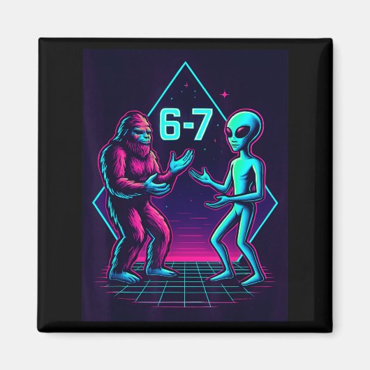 67 Six Seven Meme Funny Bigfoot Alien Sasquatch Uf Magnet (Vorne)