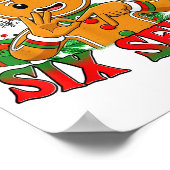 67 Six Seven Meme Funny Xmas Gingerbread Hand Sign Poster (Ecke)