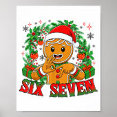 67 Six Seven Meme Funny Xmas Gingerbread Hand Sign Poster (Vorne)