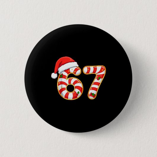 67 Six Seven Meme Gen Alpha Slang Lustiges Weihnac Button (Vorderseite)