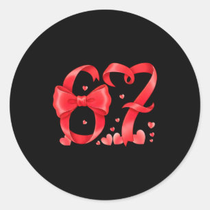67 Six Seven Meme Gen Alpha Valentinstag Kokette Runder Aufkleber
