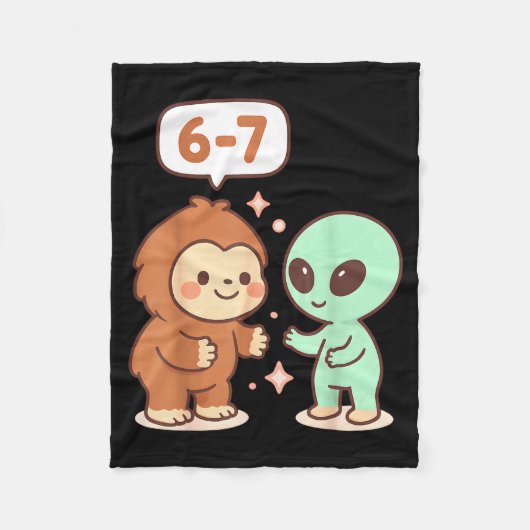 67 Six Seven Meme Lustig Bigfoot Alien Sasquatch U Fleecedecke (Vorderseite)