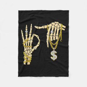 67 Six Seven Meme Novelität Skelett Hand Bling Cha Fleecedecke