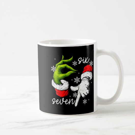 67 Six Seven Meme Santa Hand Christmas Funny Gen A Kaffeetasse (Rechts)
