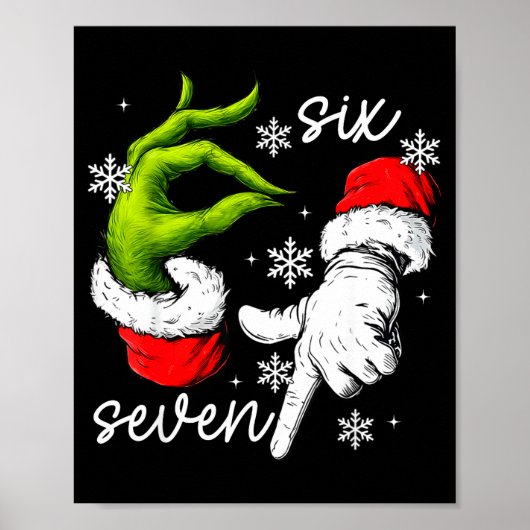 67 Six Seven Meme Santa Hand Christmas Funny Gen A Poster (Vorne)
