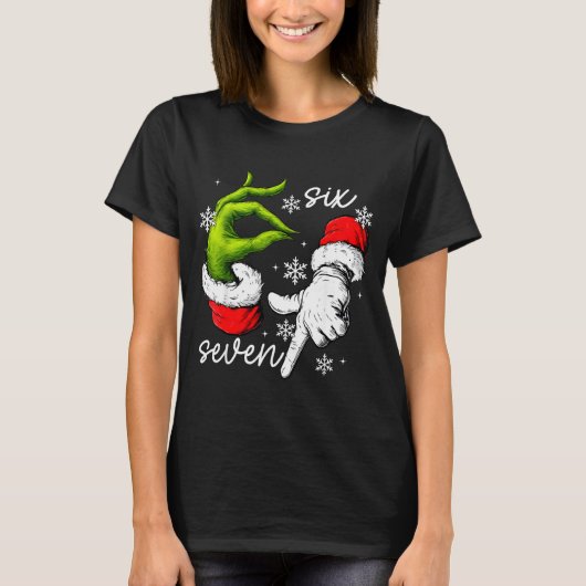 67 Six Seven Meme Santa Hand Christmas Funny Gen A T-Shirt (Vorderseite)