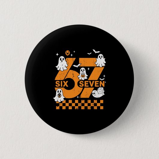 67 Six Seven Meme Spaß 6 7 Paar passendes Hallowee Button (Vorderseite)