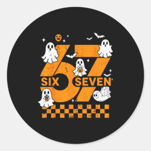 67 Six Seven Meme Spaß 6 7 Paar passendes Hallowee Runder Aufkleber