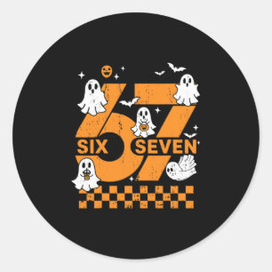 67 Six Seven Meme Spaß 6 7 Paar passendes Hallowee Runder Aufkleber