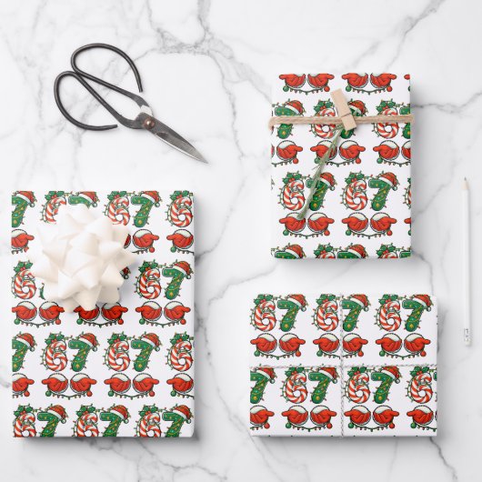67 Six Seven Meme Weihnachten Geschenkpapier Set (Vorderseite)