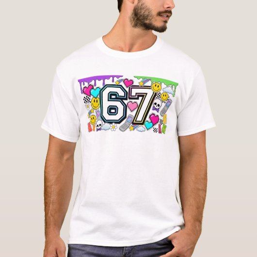 67 Six Seven Retro Y2K Aesthetic  T-Shirt (Vorderseite)