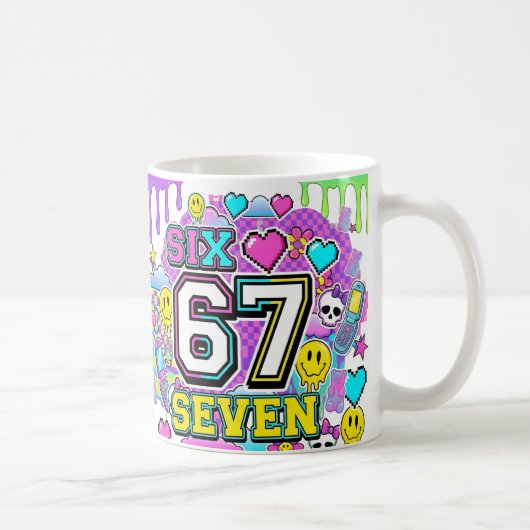 67 Six Seven Retro Y2K Ästhetik Tasse (Rechts)