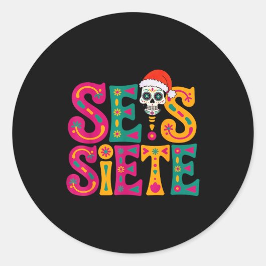 67 Six Seven Spanieacher Bilingual Seis Siete Chri Runder Aufkleber (Vorderseite)