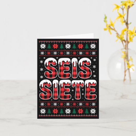 67 Six Seven Spanieacher Christmas Seis Siete Brai Karte (Gelbe Blume)