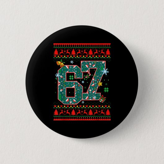 67 Six Seven Weihnachten Lustiges Meme-Hand-67-Paa Button (Vorderseite)
