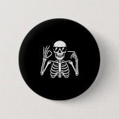 67 Skeleton Funny Six Seven Gen Alpha Halloween Me Button (Vorderseite)