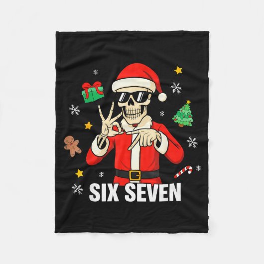 67 Skeleton Funny Six Seven Gen Z Alpha Christmas  Fleecedecke (Vorderseite)