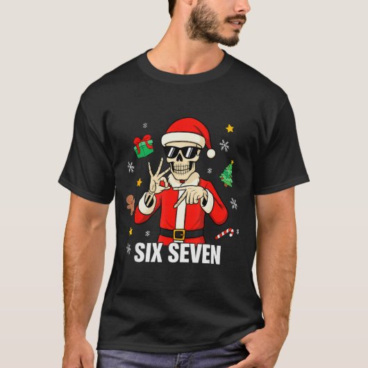 67 Skeleton Funny Six Seven Gen Z Alpha Christmas  T-Shirt (Vorderseite)
