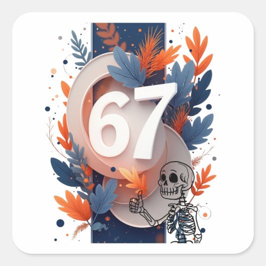 67 Skeleton Hand Halloween Quadratischer Aufkleber (Vorderseite)
