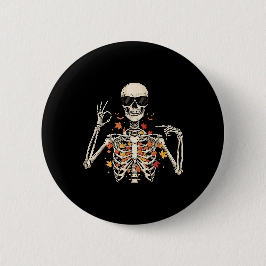 67 Skeleton Meme Funny Six Seven Gen Alpha Hallowe Button (Vorderseite)
