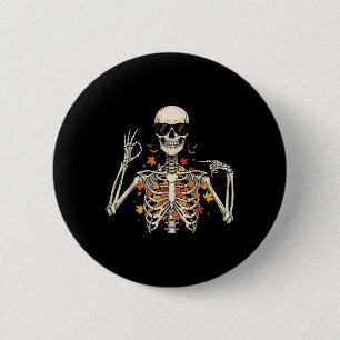 67 Skelett-Meme Lustig Six Seven Gen Alpha Hallowe Button