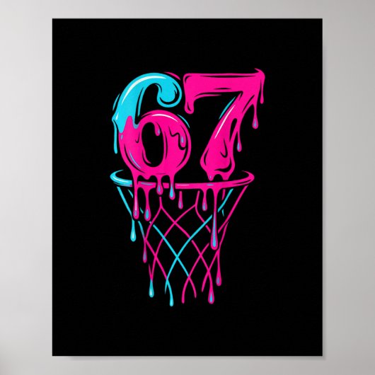 67 Sketll Tropfen Six Sieben Funny Gen Alpha Poster (Vorne)
