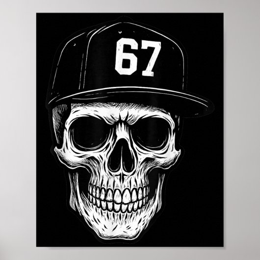 67 Skull Halloween Brainrot Meme Six Seven Kids Sk Poster (Vorne)
