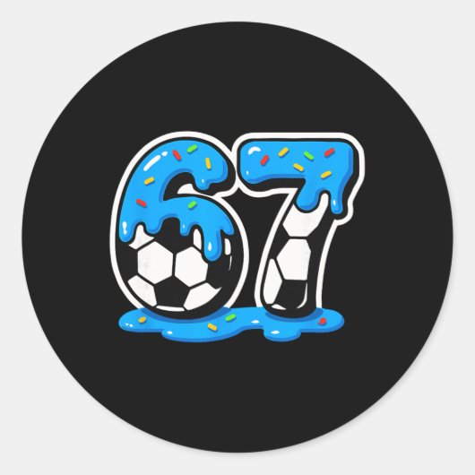 67 Soccer Ice Cream Drip Brain Rot Meme Runder Aufkleber (Vorderseite)