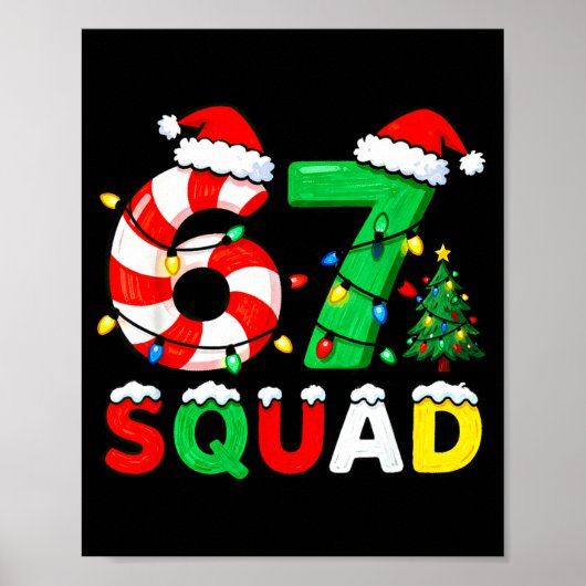 67 Squad Christmas Candy Cane Six Seven Meme Xmas  Poster (Vorne)