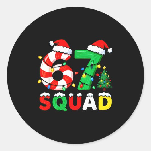 67 Squad Christmas Candy Cane Six Seven Meme Xmas Runder Aufkleber (Vorderseite)