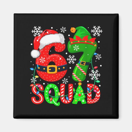 67 Squad Christmas Santa Elf Colorful Costume Kids Magnet (Vorne)