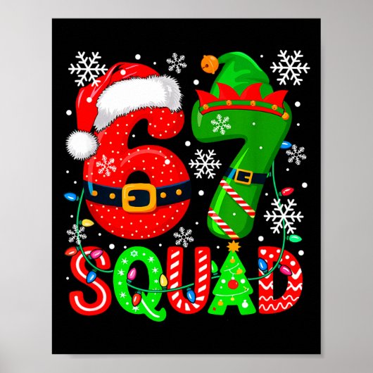 67 Squad Christmas Santa Elf Colorful Costume Kids Poster (Vorne)