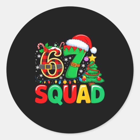 67 Squad Teacher Christmas Funny Holiday Clroom Cr Runder Aufkleber (Vorderseite)