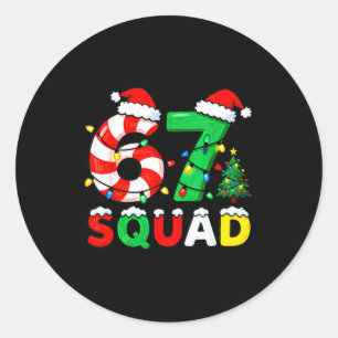 67 Squad Weihnachts-Candy-Cane-Sechs-Sieben-Meme X Runder Aufkleber