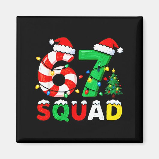 67 Squad Weihnachts-Candy Cane Six Seven Meme Xmas Magnet (Vorne)