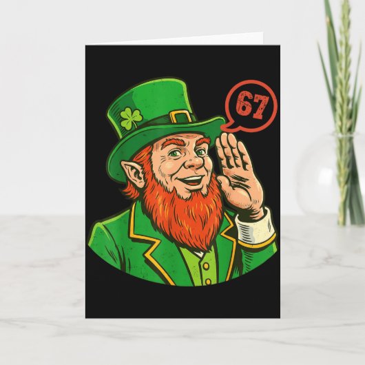67 St. Patrick Lustiger Six Seven Meme Kobold Jung Karte (Vorderseite)