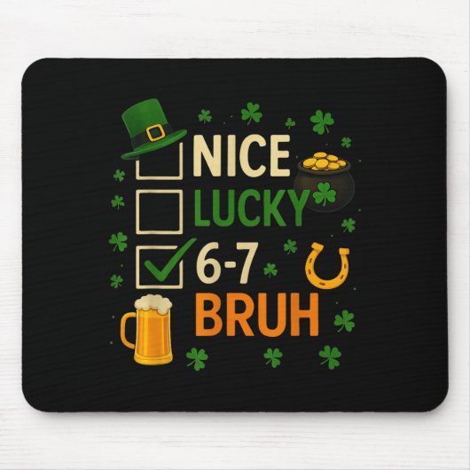 67 St. Patrick's Day Lustiger Six Seven Shamrock 6 Mousepad (Vorne)