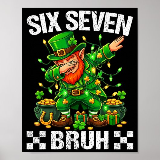 67 St Patricks Funny Six Seven Meme Leprechaun Boy Poster (Vorne)
