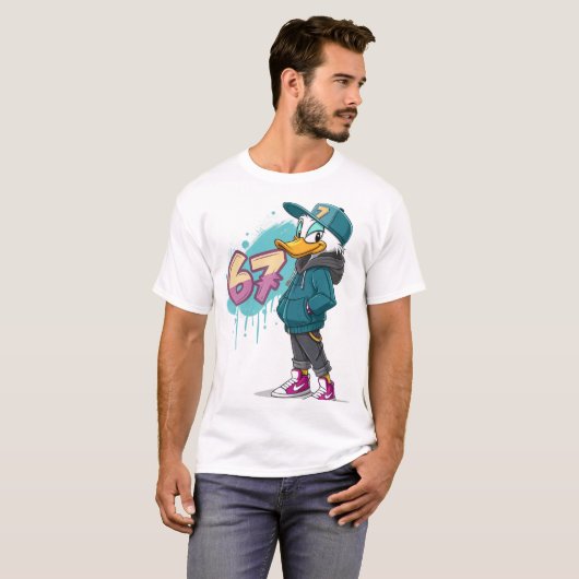 67 Street Duck – Urban Cartoon Style T-Shirt (Vorne ganz)