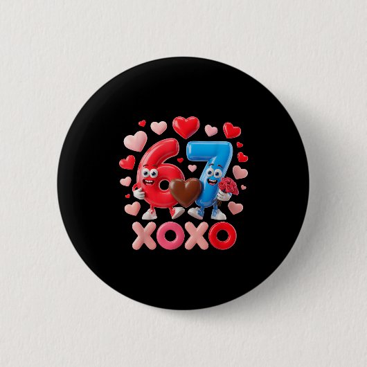 67 Süße Sechs Sieben Gen Meme Paar-Jubiläum Vale Button (Vorderseite)