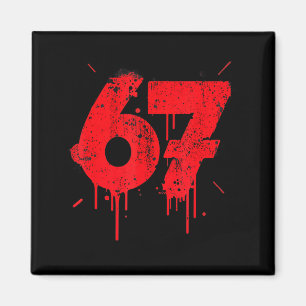 67 T-Shirt, Lustige T-Shirts 67 Meme Six Seven Män Magnet