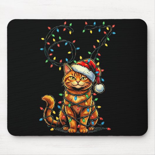 67 Tabby Orange Cat Christmas Santa Hat Six Seven Mousepad (Vorne)