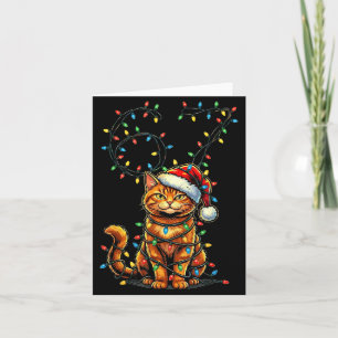 67 Tabby Orange Katze Weihnachtsmütze Santa Sechs Karte