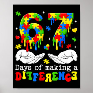 67 Tage einen Unterschied machen Autismus-Bewussts Poster