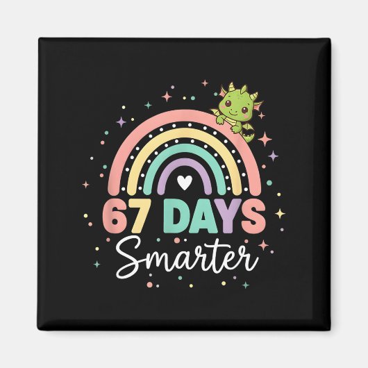 67 Tage schlauer Lustiger Drache Regenbogen Kinder Magnet (Vorne)